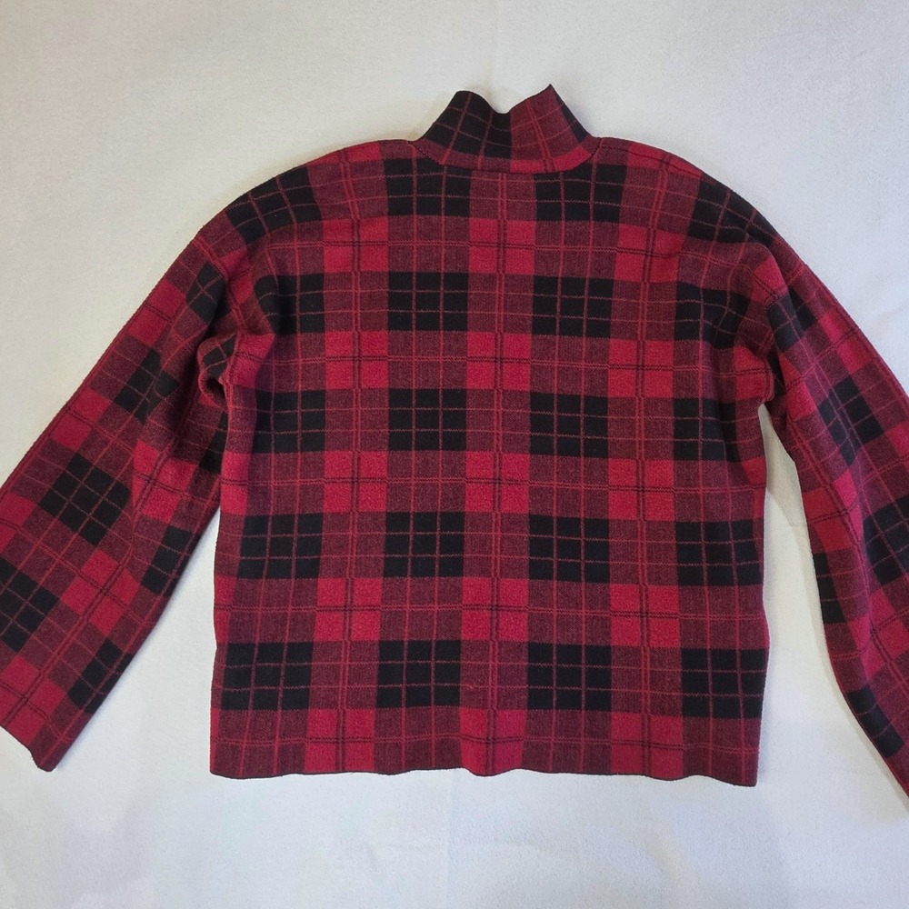 Eloquii Dark Academia Plaid Mock Neck Sweater 14/16 Grunge Preppy Red Black